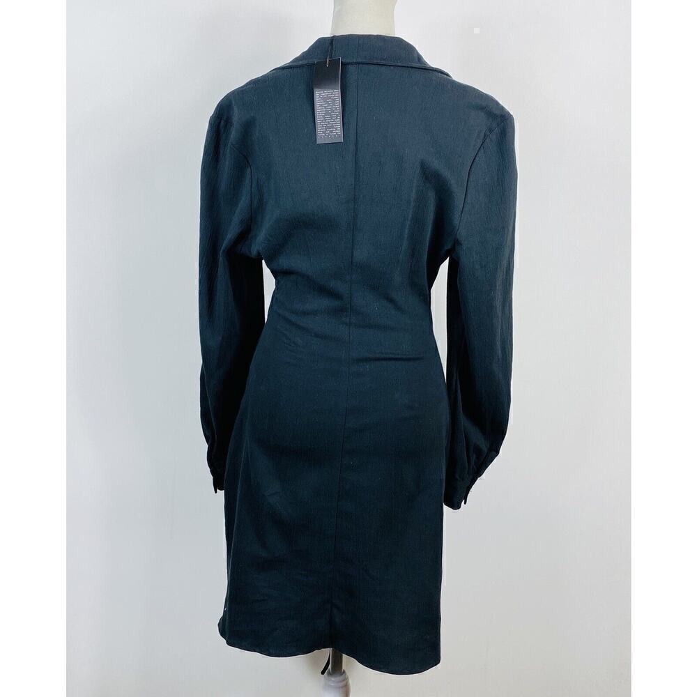 Storets Size Small Cinched Drawstring Collared Long Sleeve Dress Black — image 2 of 5